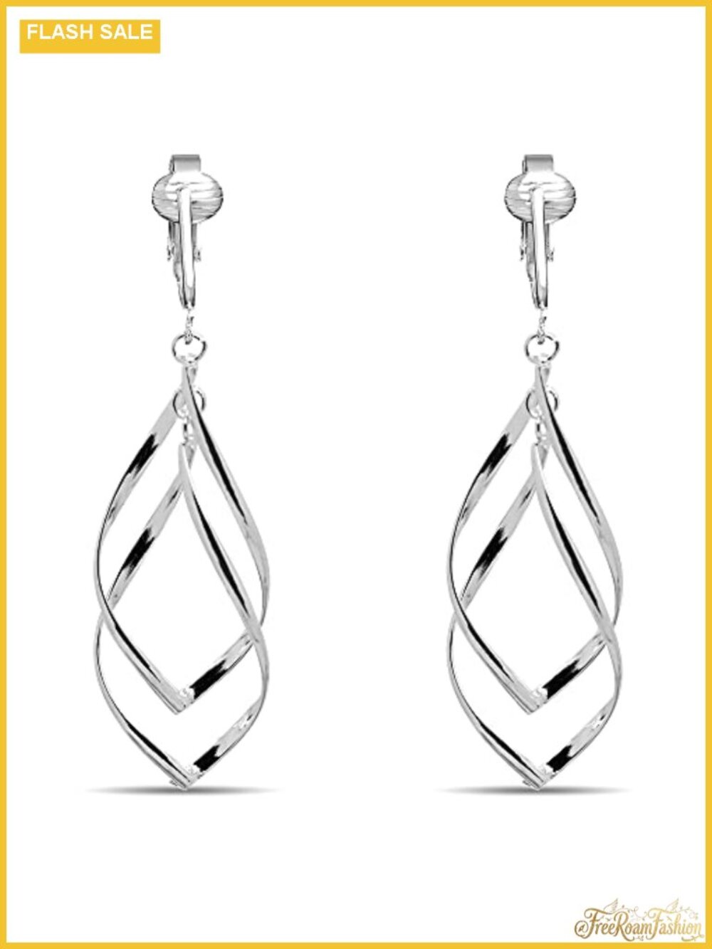 Silver Clip On Earrings Silver Plated Dangling Women Teens Hypoallergenic